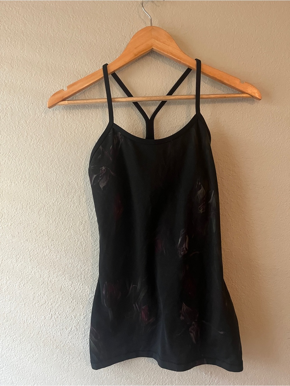 Lululemon athletica Black Floral Workout Tank with Built in Bra